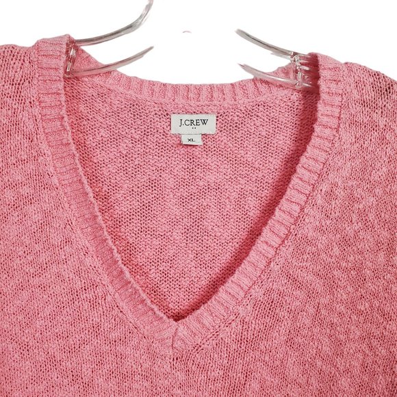 Reimagined by J Crew Size XL Sweater V-neck Slub Knit Cotton Blend Textured Pink - Picture 6 of 11